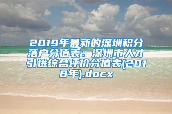 2019年最新的深圳積分落戶分值表：深圳市人才引進(jìn)綜合評價分值表(2018年).docx