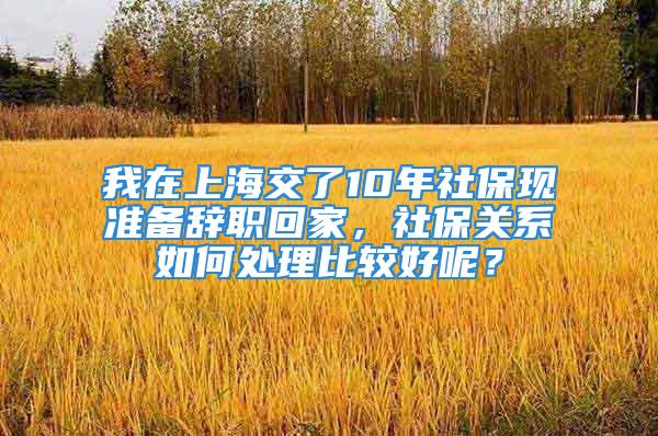 我在上海交了10年社保現(xiàn)準(zhǔn)備辭職回家，社保關(guān)系如何處理比較好呢？