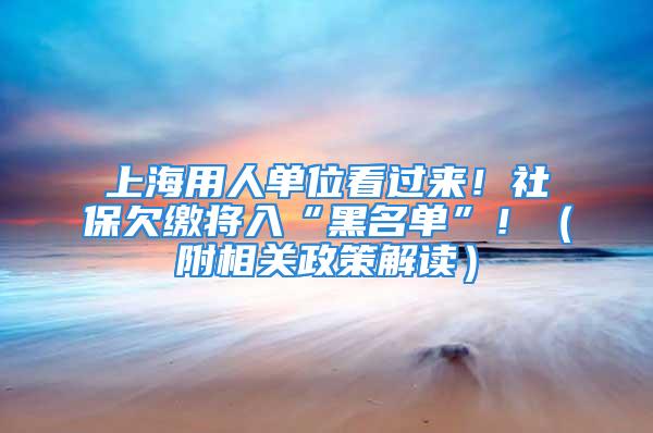 上海用人單位看過來！社保欠繳將入“黑名單”?。ǜ较嚓P政策解讀）