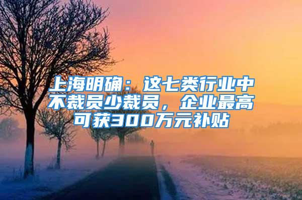 上海明確：這七類行業(yè)中不裁員少裁員，企業(yè)最高可獲300萬元補(bǔ)貼