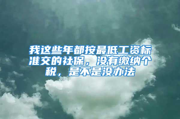 我這些年都按最低工資標(biāo)準(zhǔn)交的社保，沒有繳納個稅，是不是沒辦法