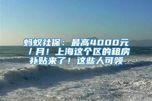 螞蟻社保：最高4000元／月！上海這個(gè)區(qū)的租房補(bǔ)貼來了！這些人可領(lǐng)→