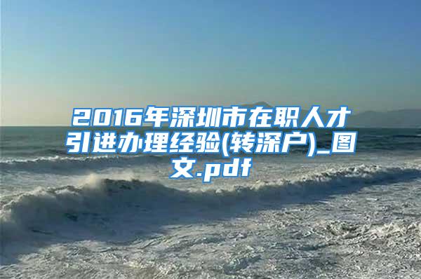 2016年深圳市在職人才引進辦理經(jīng)驗(轉(zhuǎn)深戶)_圖文.pdf