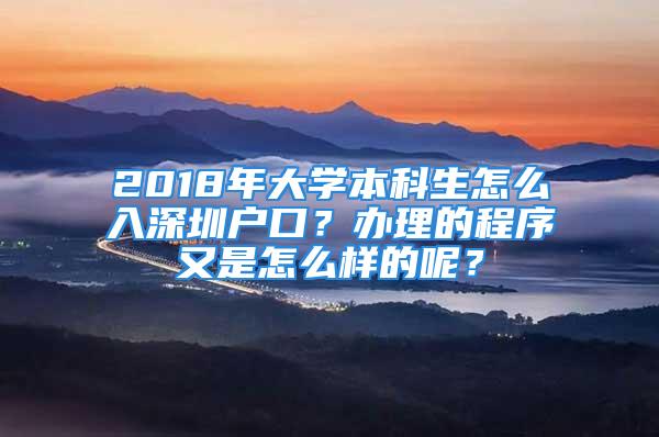 2018年大學(xué)本科生怎么入深圳戶口？辦理的程序又是怎么樣的呢？