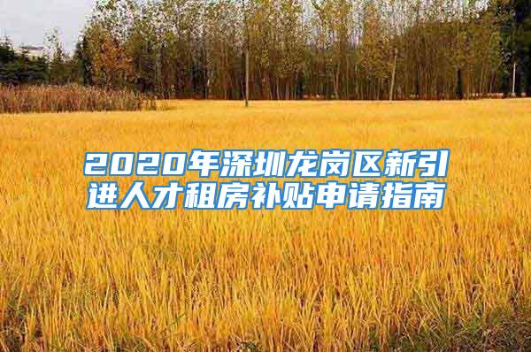 2020年深圳龍崗區(qū)新引進人才租房補貼申請指南