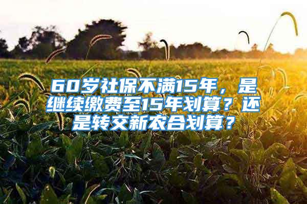 60歲社保不滿15年，是繼續(xù)繳費(fèi)至15年劃算？還是轉(zhuǎn)交新農(nóng)合劃算？