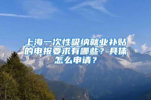 上海一次性吸納就業(yè)補(bǔ)貼的申報(bào)要求有哪些？具體怎么申請(qǐng)？