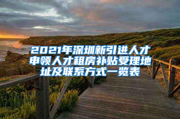 2021年深圳新引進人才申領人才租房補貼受理地址及聯(lián)系方式一覽表