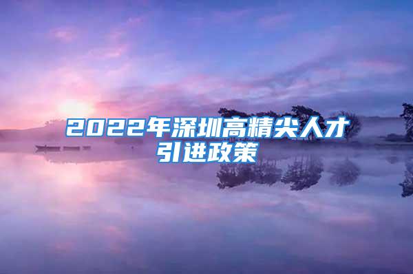 2022年深圳高精尖人才引進政策