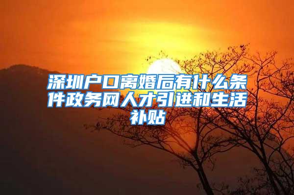 深圳戶口離婚后有什么條件政務(wù)網(wǎng)人才引進(jìn)和生活補(bǔ)貼