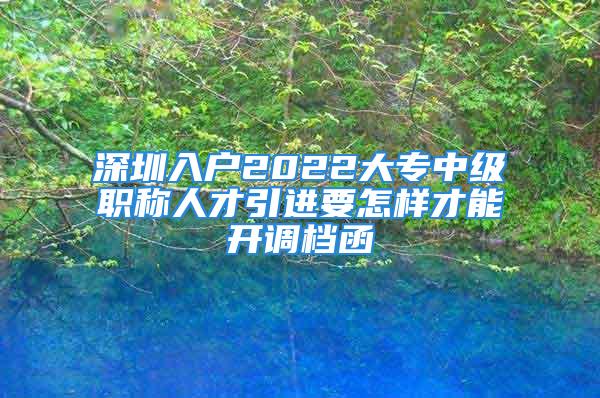 深圳入戶2022大專中級職稱人才引進要怎樣才能開調(diào)檔函