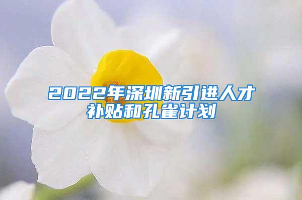 2022年深圳新引進(jìn)人才補貼和孔雀計劃