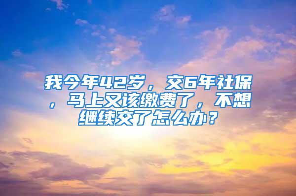 我今年42歲，交6年社保，馬上又該繳費了，不想繼續(xù)交了怎么辦？