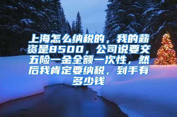 上海怎么納稅的，我的薪資是8500，公司說要交五險(xiǎn)一金全額一次性，然后我肯定要納稅，到手有多少錢