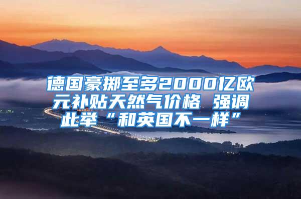 德國豪擲至多2000億歐元補貼天然氣價格 強調(diào)此舉“和英國不一樣”