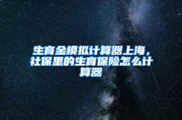 生育金模擬計算器上海，社保里的生育保險怎么計算器