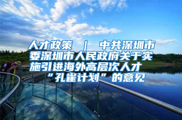 人才政策 ｜ 中共深圳市委深圳市人民政府關(guān)于實(shí)施引進(jìn)海外高層次人才“孔雀計(jì)劃”的意見