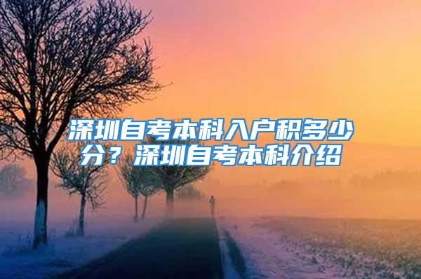 深圳自考本科入戶積多少分？深圳自考本科介紹