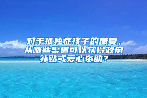 對于孤獨癥孩子的康復，從哪些渠道可以獲得政府補貼或愛心資助？