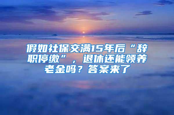 假如社保交滿15年后“辭職停繳”，退休還能領(lǐng)養(yǎng)老金嗎？答案來了