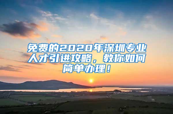 免費的2020年深圳專業(yè)人才引進攻略，教你如何簡單辦理！