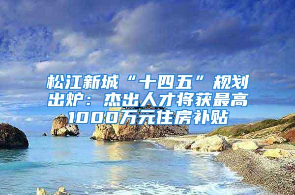 松江新城“十四五”規(guī)劃出爐：杰出人才將獲最高1000萬元住房補貼