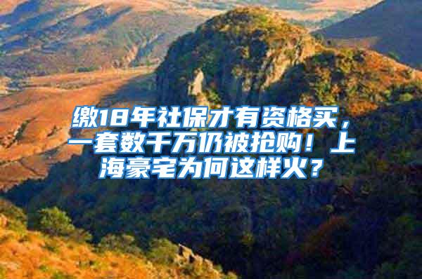 繳18年社保才有資格買，一套數(shù)千萬仍被搶購！上海豪宅為何這樣火？