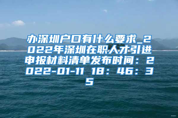 辦深圳戶口有什么要求_2022年深圳在職人才引進申報材料清單發(fā)布時間：2022-01-11 18：46：35