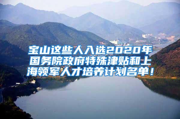 寶山這些人入選2020年國務(wù)院政府特殊津貼和上海領(lǐng)軍人才培養(yǎng)計(jì)劃名單！