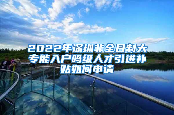 2022年深圳非全日制大專能入戶嗎級人才引進(jìn)補(bǔ)貼如何申請