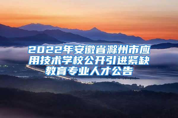 2022年安徽省滁州市應(yīng)用技術(shù)學(xué)校公開引進(jìn)緊缺教育專業(yè)人才公告