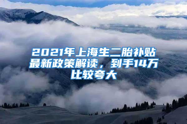 2021年上海生二胎補(bǔ)貼最新政策解讀，到手14萬比較夸大