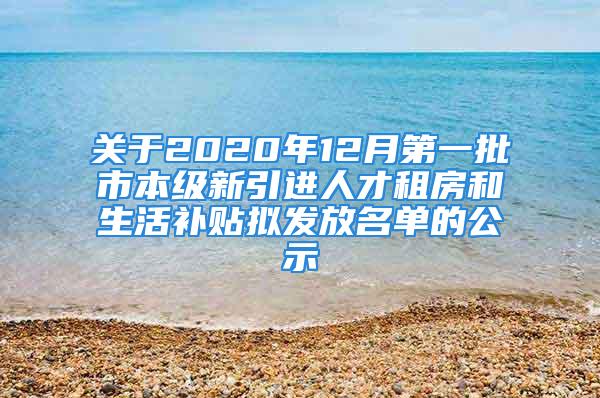 關(guān)于2020年12月第一批市本級(jí)新引進(jìn)人才租房和生活補(bǔ)貼擬發(fā)放名單的公示