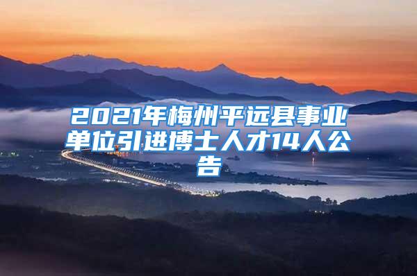 2021年梅州平遠(yuǎn)縣事業(yè)單位引進(jìn)博士人才14人公告