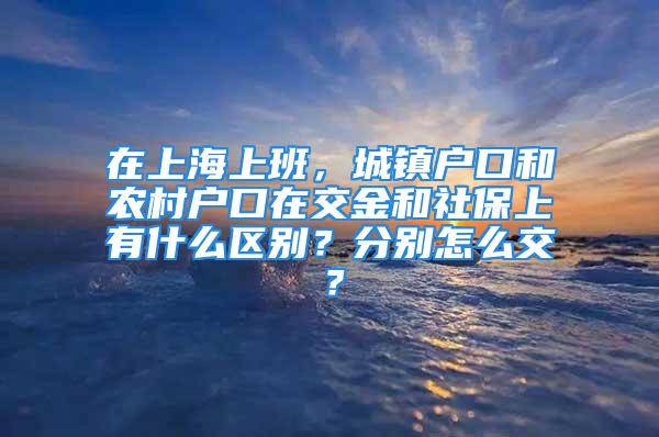 在上海上班，城鎮(zhèn)戶口和農(nóng)村戶口在交金和社保上有什么區(qū)別？分別怎么交？