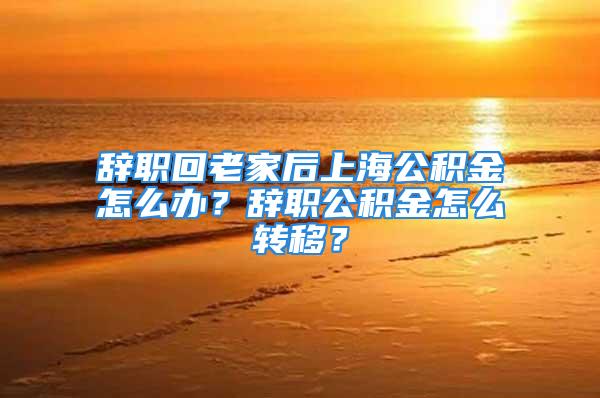 辭職回老家后上海公積金怎么辦？辭職公積金怎么轉(zhuǎn)移？