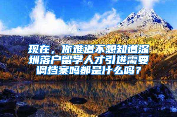 現(xiàn)在，你難道不想知道深圳落戶留學(xué)人才引進(jìn)需要調(diào)檔案嗎都是什么嗎？