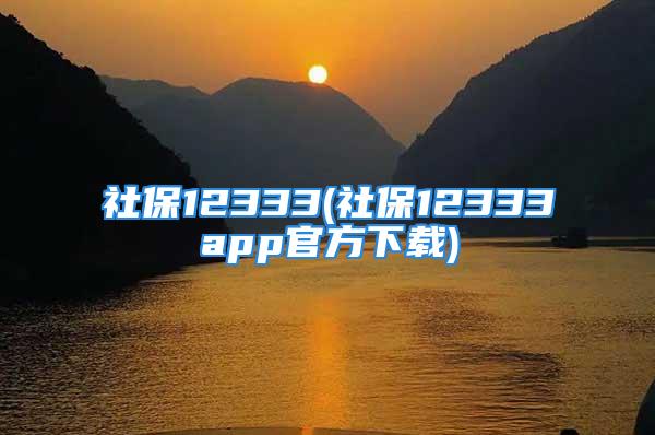 社保12333(社保12333app官方下載)