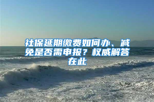 社保延期繳費(fèi)如何辦、減免是否需申報？權(quán)威解答在此→