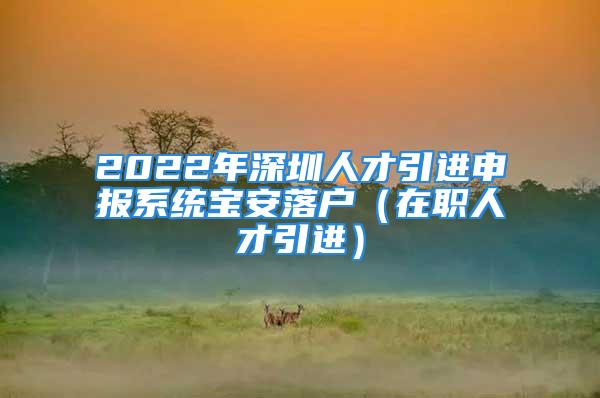 2022年深圳人才引進(jìn)申報(bào)系統(tǒng)寶安落戶（在職人才引進(jìn)）