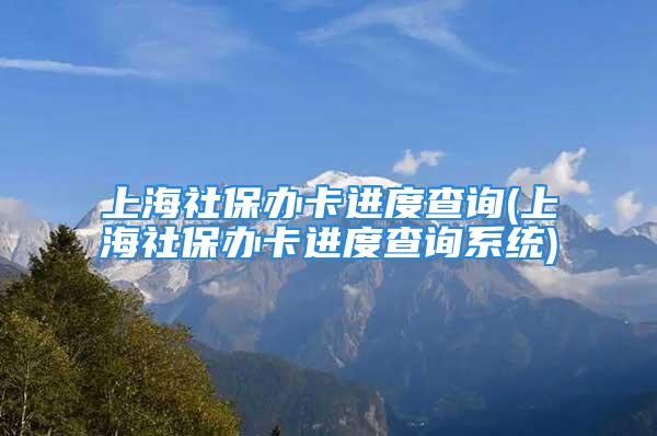 上海社保辦卡進(jìn)度查詢(上海社保辦卡進(jìn)度查詢系統(tǒng))