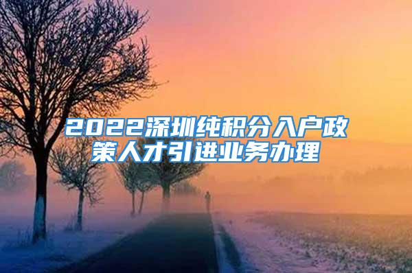 2022深圳純積分入戶政策人才引進業(yè)務(wù)辦理