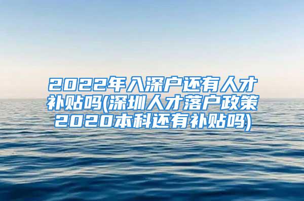 2022年入深戶還有人才補貼嗎(深圳人才落戶政策2020本科還有補貼嗎)