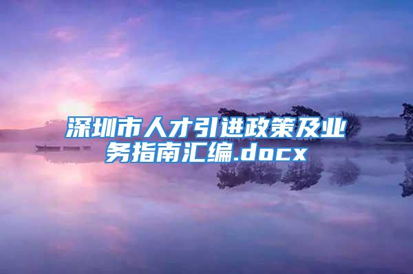 深圳市人才引進(jìn)政策及業(yè)務(wù)指南匯編.docx