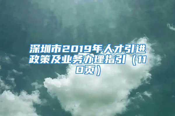 深圳市2019年人才引進(jìn)政策及業(yè)務(wù)辦理指引（110頁(yè)）