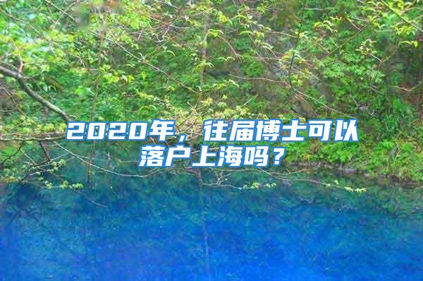 2020年，往屆博士可以落戶上海嗎？