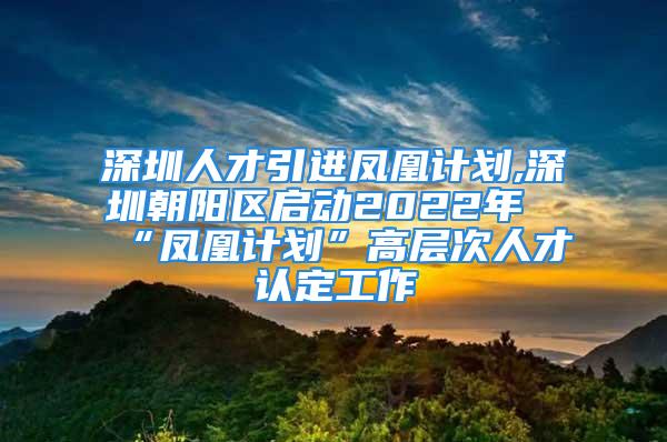 深圳人才引進鳳凰計劃,深圳朝陽區(qū)啟動2022年“鳳凰計劃”高層次人才認定工作