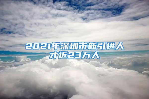 2021年深圳市新引進人才近23萬人