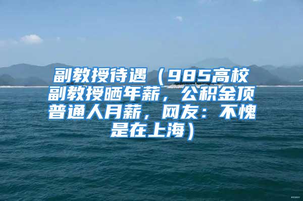 副教授待遇（985高校副教授曬年薪，公積金頂普通人月薪，網(wǎng)友：不愧是在上海）