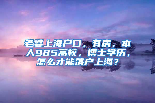 老婆上海戶口，有房，本人985高校，博士學(xué)歷，怎么才能落戶上海？